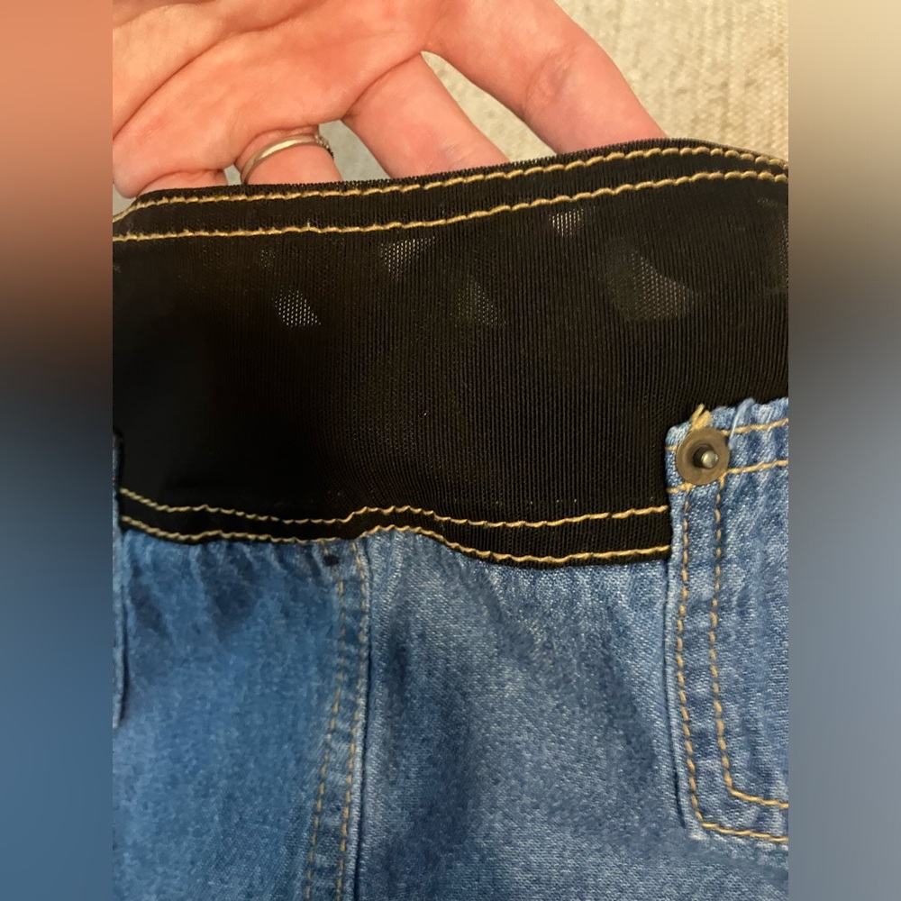 Y2K denim mini skirt with brown sheer waistline - Picture 4 of 7